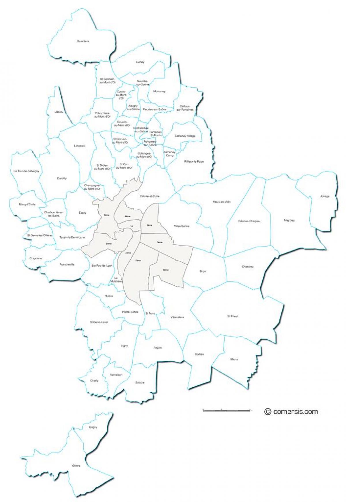 リヨン市町村地図 地図のフランスリヨン地域博 ローヌ アルプ フランス