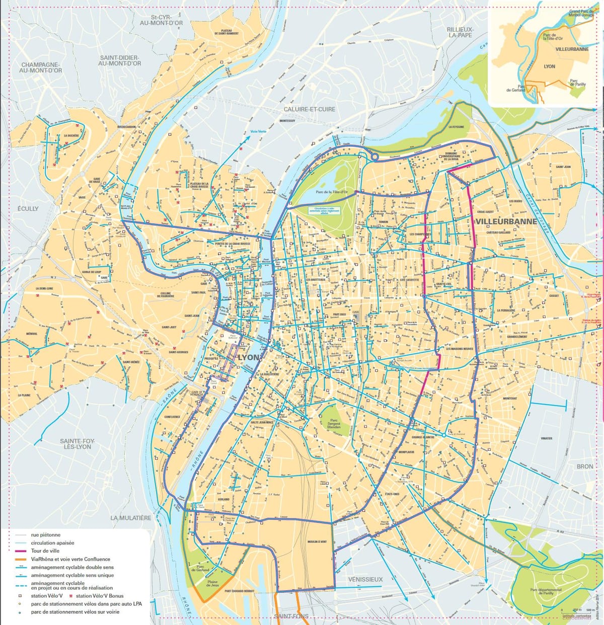 地図のリヨンバイク
