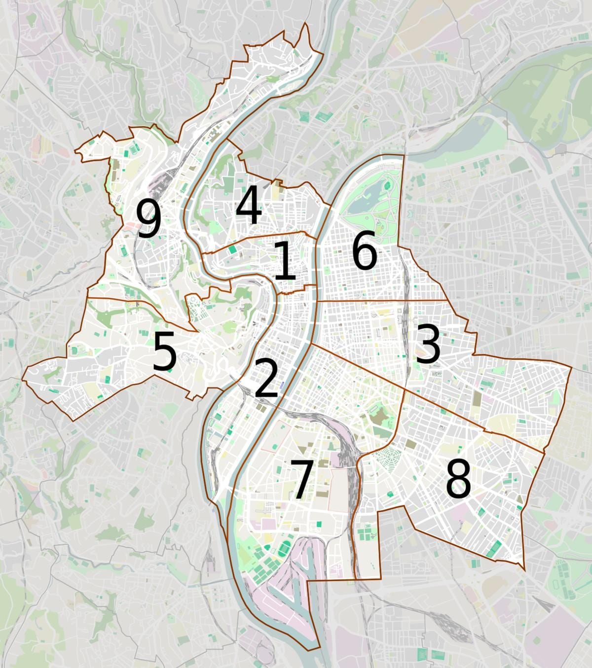 地図のリヨンに近