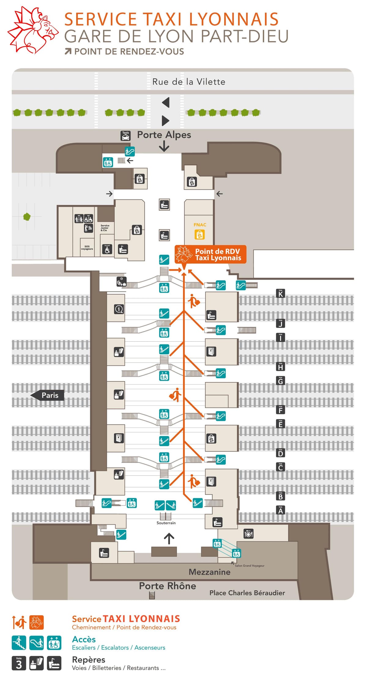地図のリヨンtgv駅