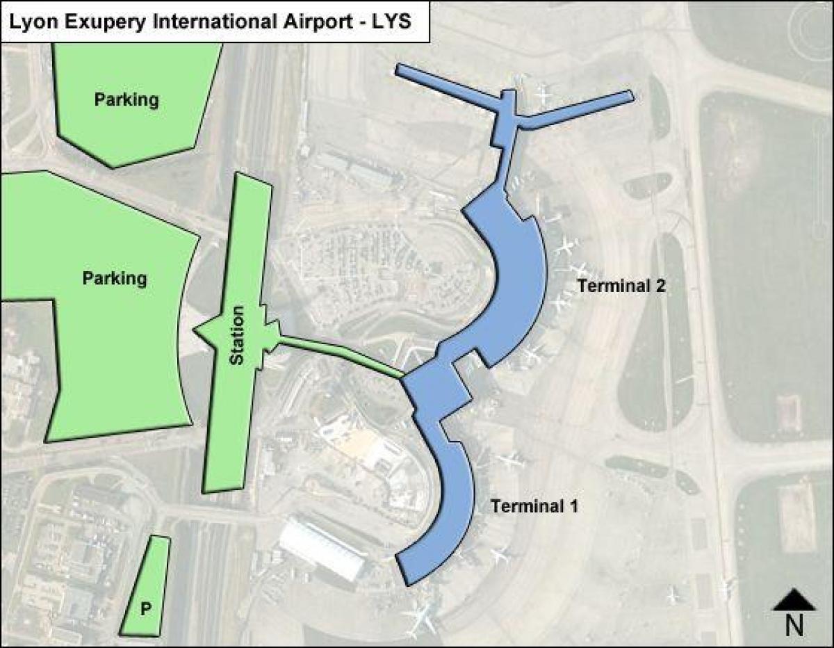 地図リヨンの空港ターミナル