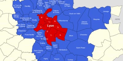 地図のリヨン地区