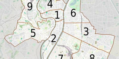 地図のリヨンarrondissements
