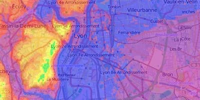 地図の地形のリヨン