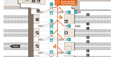 リヨンパールデュ駅での地図