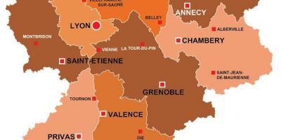 リヨン地域フランスの地図
